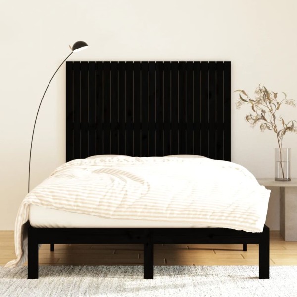Cabecero de cama pared madera maciza pino negro 140x3x110 cm Cabecero de cama pared madera maciza pino negro 140x3x110 cm