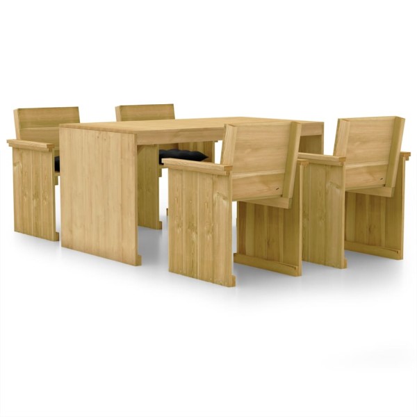 Set de comedor jardín 5 pzas con cojines madera pino impregnada Set de comedor jardín 5 pzas con cojines madera pino impregnada