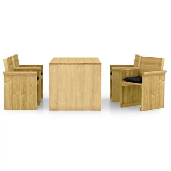 Set de comedor jardín 5 pzas con cojines madera pino impregnada Set de comedor jardín 5 pzas con cojines madera pino impregnada