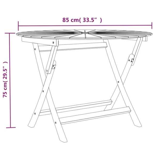 Mesa de jardín plegable madera maciza de teca Ø 85x75 cm Mesa de jardín plegable madera maciza de teca Ø 85x75 cm