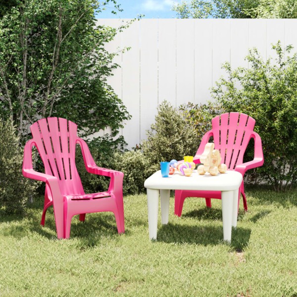 Sillas de jardín niños 2 uds aspecto madera PP rosa 37x34x44 cm Sillas de jardín niños 2 uds aspecto madera PP rosa 37x34x44 cm