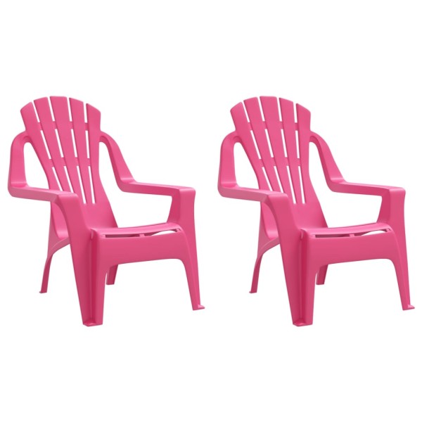 Sillas de jardín niños 2 uds aspecto madera PP rosa 37x34x44 cm Sillas de jardín niños 2 uds aspecto madera PP rosa 37x34x44 cm