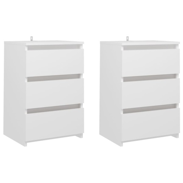 Mesitas de noche 2 uds madera contrachapada blanco 40x35x62,5cm Mesitas de noche 2 uds madera contrachapada blanco 40x35x62,5cm