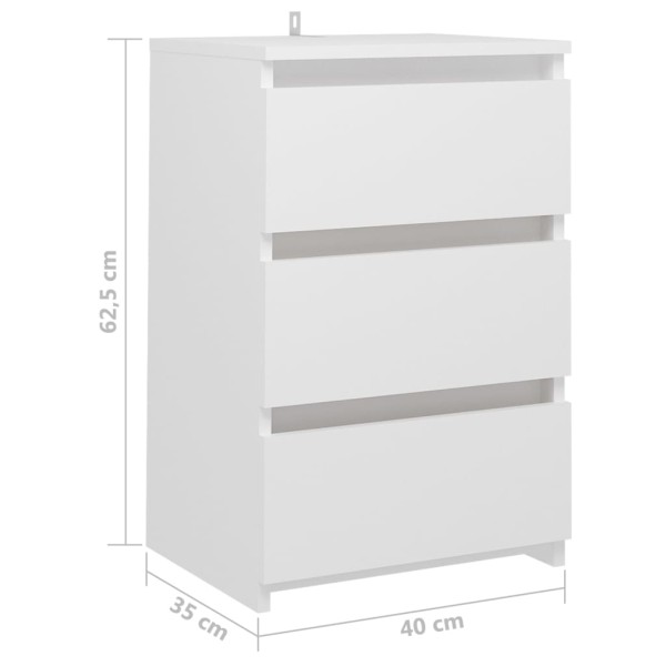 Mesitas de noche 2 uds madera contrachapada blanco 40x35x62,5cm Mesitas de noche 2 uds madera contrachapada blanco 40x35x62,5cm