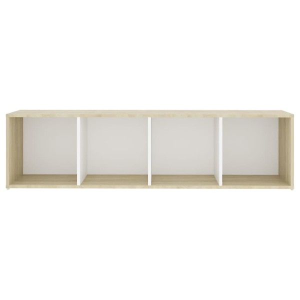 Mueble TV madera contrachapada blanco y roble 142,5x35x36,5 cm Mueble TV madera contrachapada blanco y roble 142,5x35x36,5 cm