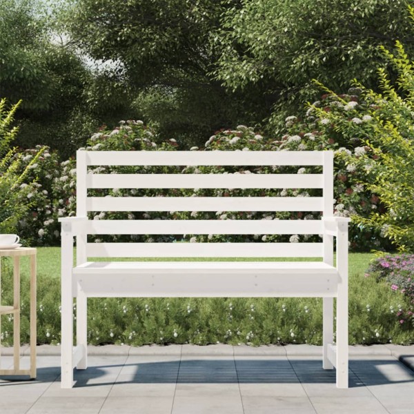 Banco de jardín madera maciza pino blanco 109x48x91,5 cm Banco de jardín madera maciza pino blanco 109x48x91,5 cm
