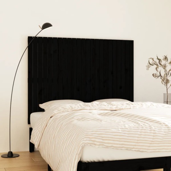 Cabecero de cama pared madera maciza pino negro 146,5x3x110 cm Cabecero de cama pared madera maciza pino negro 146,5x3x110 cm