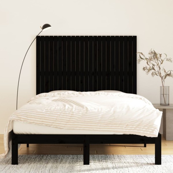 Cabecero de cama pared madera maciza pino negro 146,5x3x110 cm Cabecero de cama pared madera maciza pino negro 146,5x3x110 cm