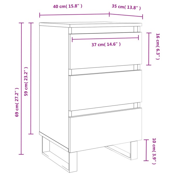 Mesitas noche 2 uds madera ingeniería gris hormigón 40x35x69 cm Mesitas noche 2 uds madera ingeniería gris hormigón 40x35x69 cm