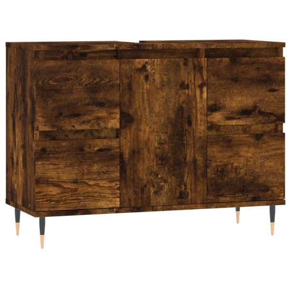 Mueble de baño madera de ingeniería roble ahumado 80x33x60 cm Mueble de baño madera de ingeniería roble ahumado 80x33x60 cm