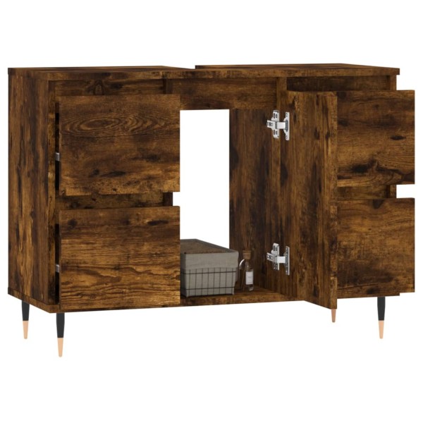 Mueble de baño madera de ingeniería roble ahumado 80x33x60 cm Mueble de baño madera de ingeniería roble ahumado 80x33x60 cm