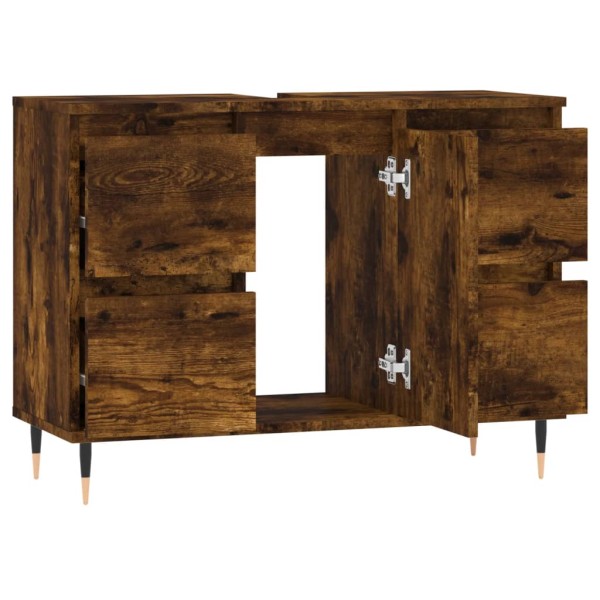Mueble de baño madera de ingeniería roble ahumado 80x33x60 cm Mueble de baño madera de ingeniería roble ahumado 80x33x60 cm
