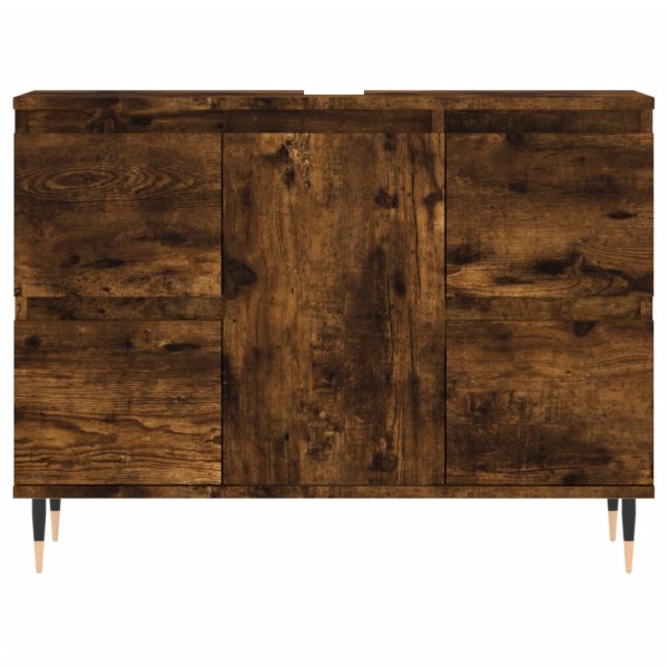 Mueble de baño madera de ingeniería roble ahumado 80x33x60 cm Mueble de baño madera de ingeniería roble ahumado 80x33x60 cm
