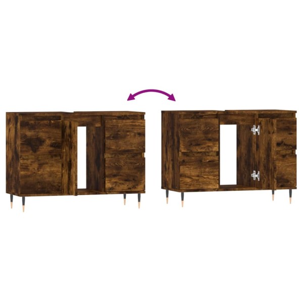 Mueble de baño madera de ingeniería roble ahumado 80x33x60 cm Mueble de baño madera de ingeniería roble ahumado 80x33x60 cm