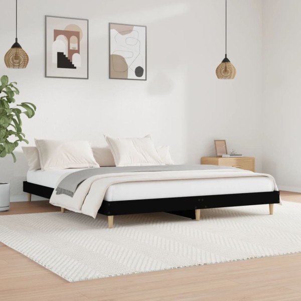 Estructura de cama madera contrachapada negra 180x200 cm Estructura de cama madera contrachapada negra 180x200 cm