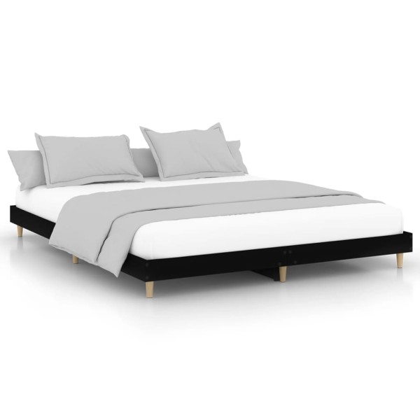 Estructura de cama madera contrachapada negra 180x200 cm Estructura de cama madera contrachapada negra 180x200 cm