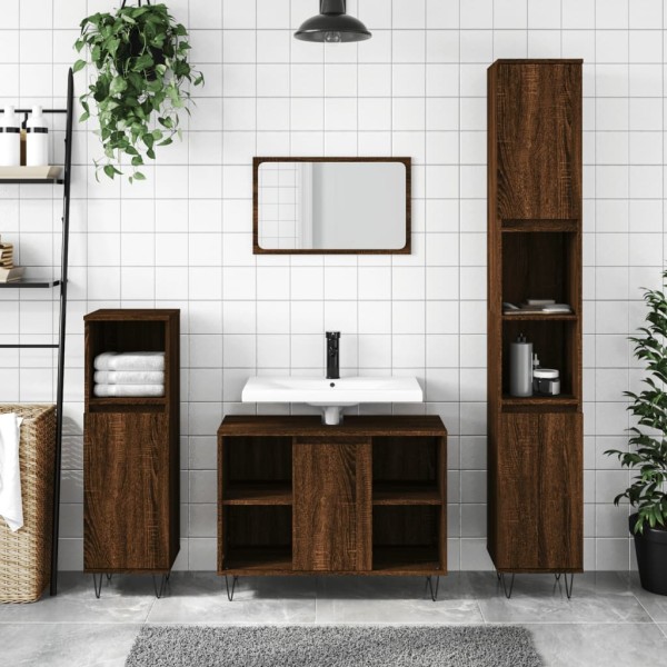 Mueble de baño madera de ingeniería roble marrón 80x33x60 cm Mueble de baño madera de ingeniería roble marrón 80x33x60 cm