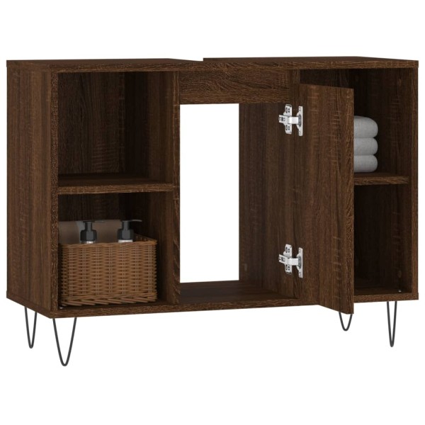 Mueble de baño madera de ingeniería roble marrón 80x33x60 cm Mueble de baño madera de ingeniería roble marrón 80x33x60 cm