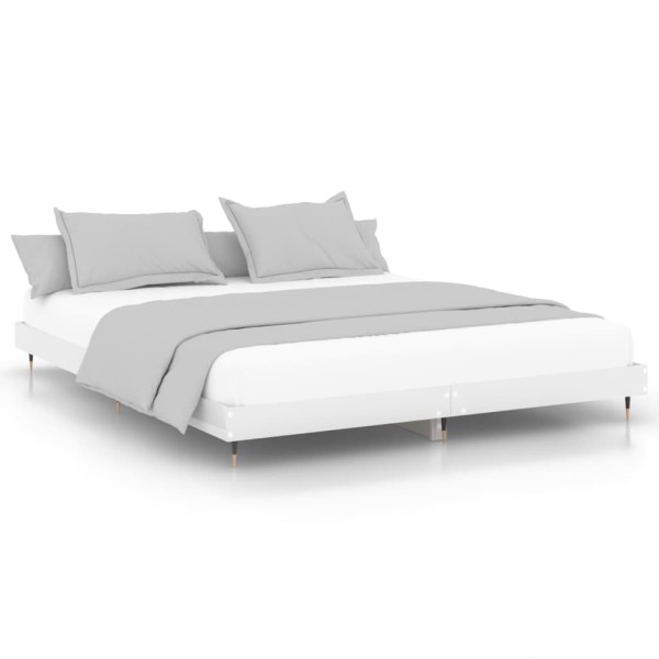 Estructura de cama madera contrachapada blanco brillo 200x200cm Estructura de cama madera contrachapada blanco brillo 200x200cm