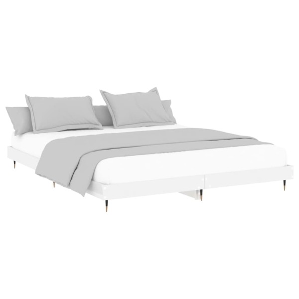 Estructura de cama madera contrachapada blanco brillo 200x200cm Estructura de cama madera contrachapada blanco brillo 200x200cm