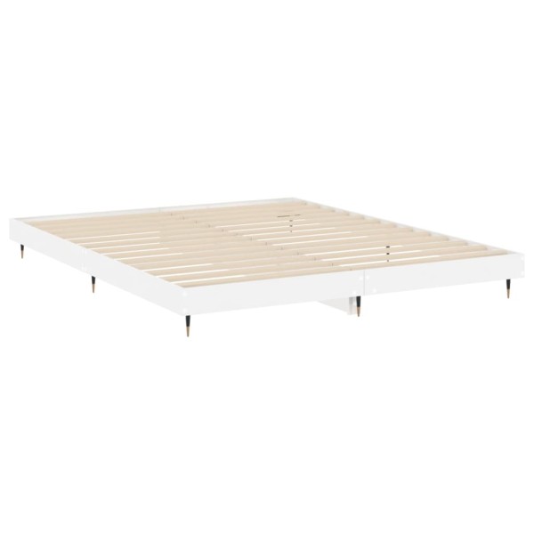 Estructura de cama madera contrachapada blanco brillo 200x200cm Estructura de cama madera contrachapada blanco brillo 200x200cm