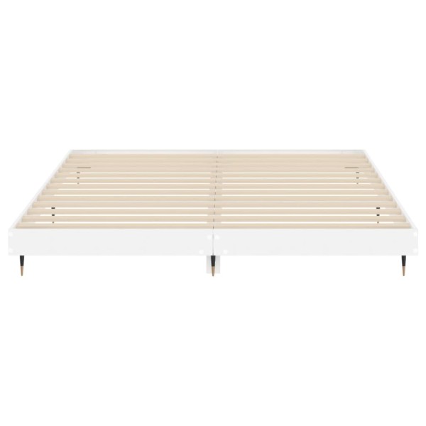 Estructura de cama madera contrachapada blanco brillo 200x200cm Estructura de cama madera contrachapada blanco brillo 200x200cm