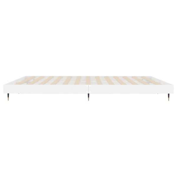 Estructura de cama madera contrachapada blanco brillo 200x200cm Estructura de cama madera contrachapada blanco brillo 200x200cm