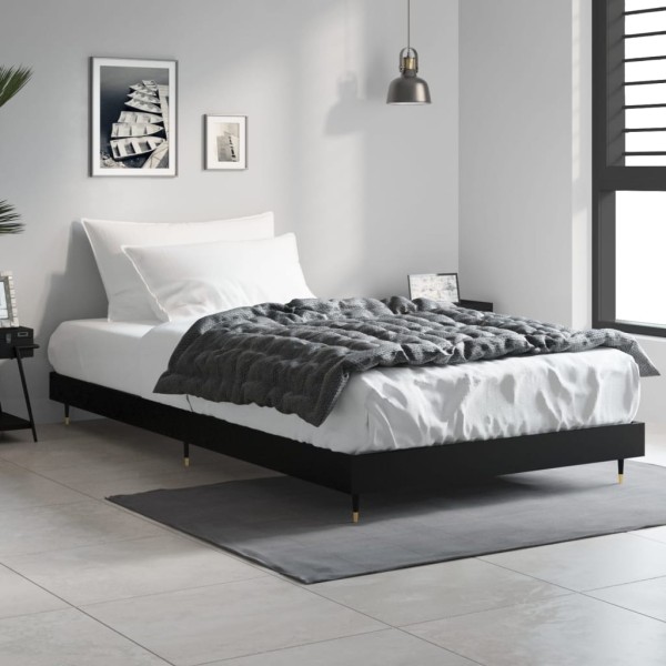 Estructura de cama madera contrachapada negra 90x200 cm Estructura de cama madera contrachapada negra 90x200 cm