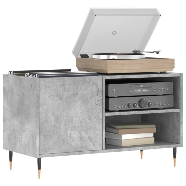 Mueble de discos madera de ingeniería gris hormigón 85x38x48 cm Mueble de discos madera de ingeniería gris hormigón 85x38x48 cm
