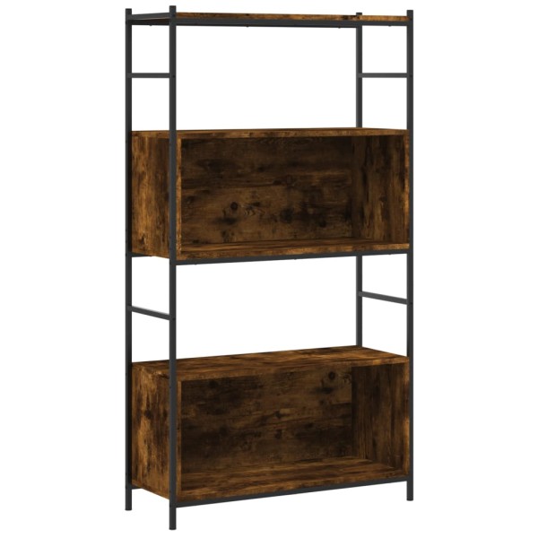 Estantería hierro madera ingeniería roble ahumado 80x30x145,5cm Estantería hierro madera ingeniería roble ahumado 80x30x145,5cm