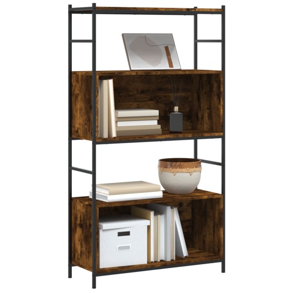 Estantería hierro madera ingeniería roble ahumado 80x30x145,5cm Estantería hierro madera ingeniería roble ahumado 80x30x145,5cm