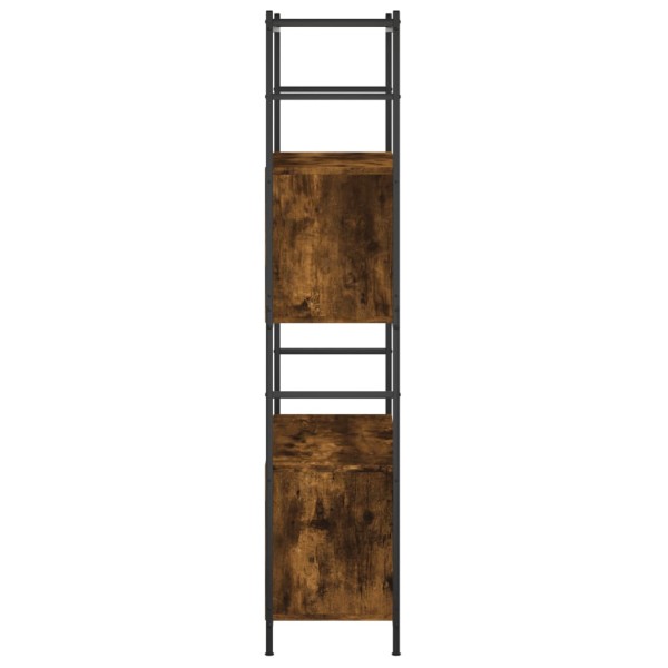 Estantería hierro madera ingeniería roble ahumado 80x30x145,5cm Estantería hierro madera ingeniería roble ahumado 80x30x145,5cm