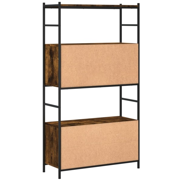 Estantería hierro madera ingeniería roble ahumado 80x30x145,5cm Estantería hierro madera ingeniería roble ahumado 80x30x145,5cm