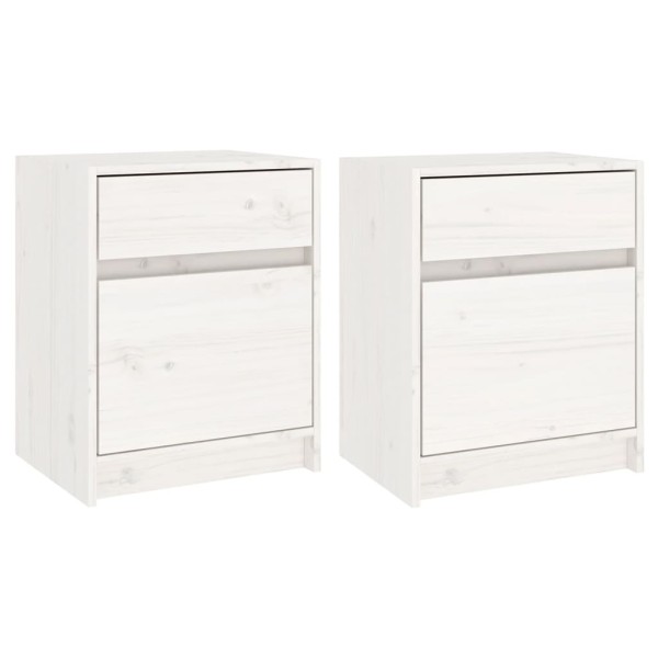 Mesitas de noche 2 uds madera maciza pino blanco 40x31x50 cm Mesitas de noche 2 uds madera maciza pino blanco 40x31x50 cm