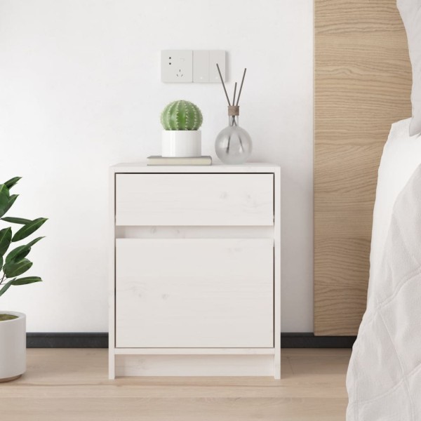 Mesitas de noche 2 uds madera maciza pino blanco 40x31x50 cm Mesitas de noche 2 uds madera maciza pino blanco 40x31x50 cm