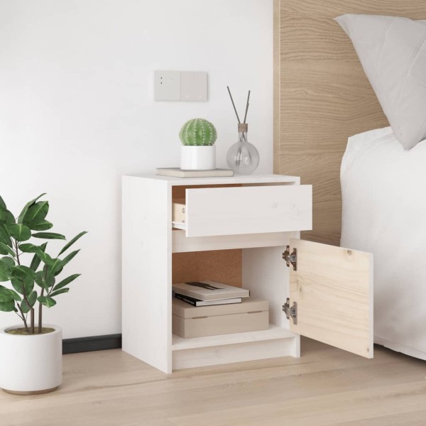 Mesitas de noche 2 uds madera maciza pino blanco 40x31x50 cm Mesitas de noche 2 uds madera maciza pino blanco 40x31x50 cm