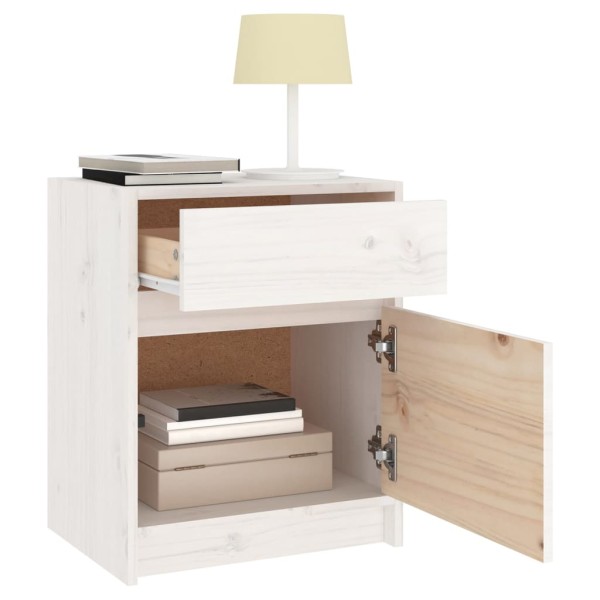 Mesitas de noche 2 uds madera maciza pino blanco 40x31x50 cm Mesitas de noche 2 uds madera maciza pino blanco 40x31x50 cm