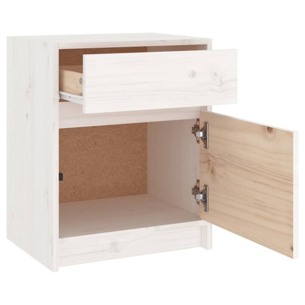 Mesitas de noche 2 uds madera maciza pino blanco 40x31x50 cm Mesitas de noche 2 uds madera maciza pino blanco 40x31x50 cm