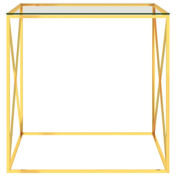 Mesa de centro acero inoxidable y vidrio dorada 55x55x55 cm Mesa de centro acero inoxidable y vidrio dorada 55x55x55 cm