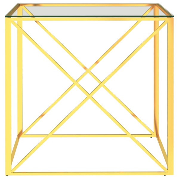 Mesa de centro acero inoxidable y vidrio dorada 55x55x55 cm Mesa de centro acero inoxidable y vidrio dorada 55x55x55 cm
