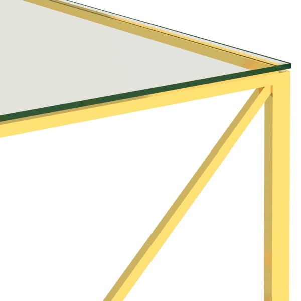 Mesa de centro acero inoxidable y vidrio dorada 55x55x55 cm Mesa de centro acero inoxidable y vidrio dorada 55x55x55 cm