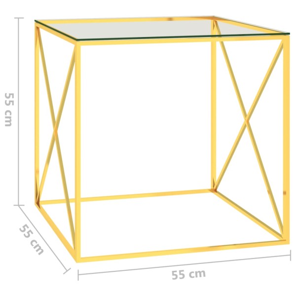 Mesa de centro acero inoxidable y vidrio dorada 55x55x55 cm Mesa de centro acero inoxidable y vidrio dorada 55x55x55 cm