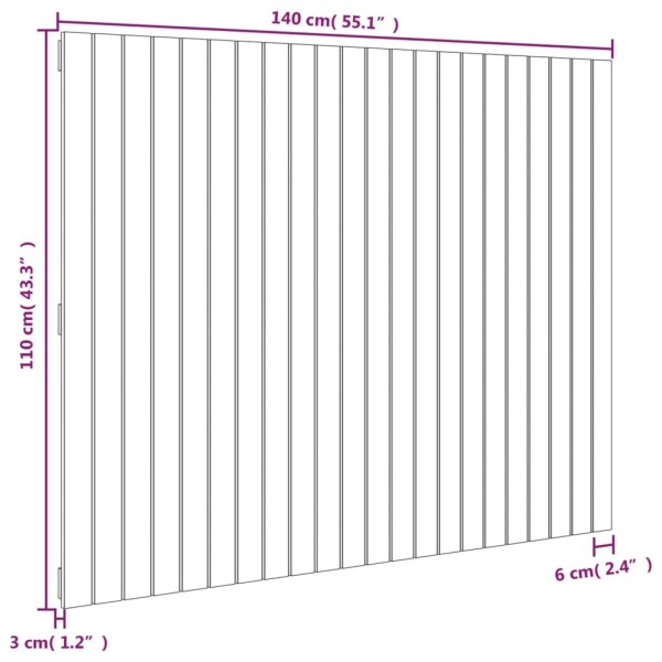 Cabecero de cama de pared madera maciza pino gris 140x3x110 cm Cabecero de cama de pared madera maciza pino gris 140x3x110 cm
