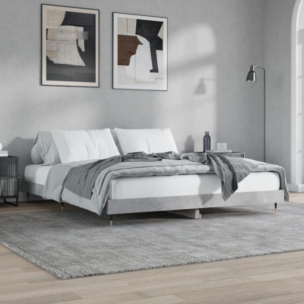 Estructura de cama madera contrachapada gris hormigón 140x200cm