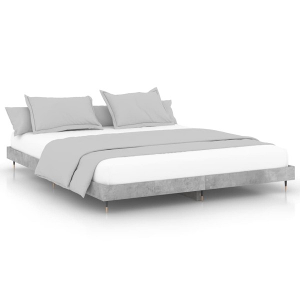 Estructura de cama madera contrachapada gris hormigón 140x200cm