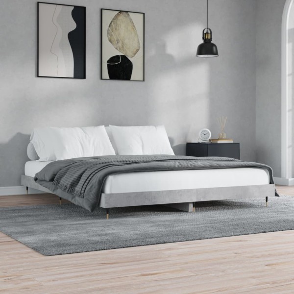 Estructura de cama madera contrachapada gris hormigón 140x200cm