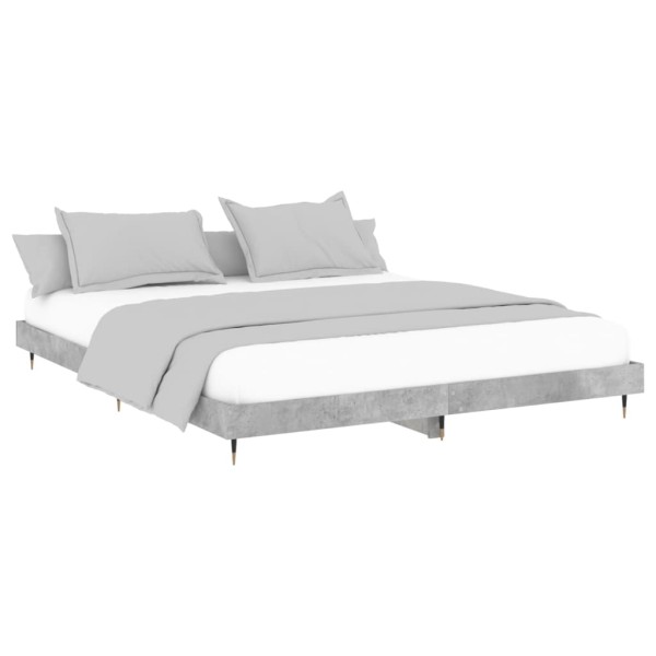 Estructura de cama madera contrachapada gris hormigón 140x200cm