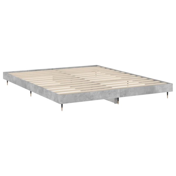 Estructura de cama madera contrachapada gris hormigón 140x200cm