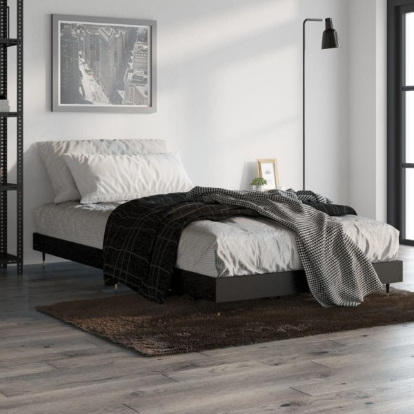 Estructura de cama madera contrachapada negra 90x190 cm Estructura de cama madera contrachapada negra 90x190 cm