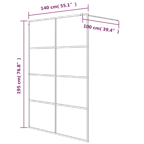Mampara de ducha vidrio ESG transparente plateado 140x195 cm Mampara de ducha vidrio ESG transparente plateado 140x195 cm